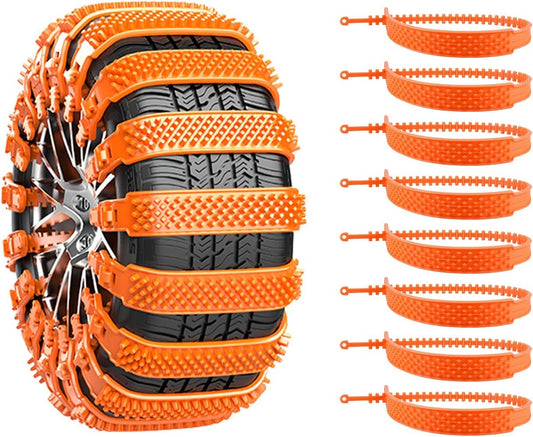 Snow Chain - Anti-slip for Car Tires - 8-pack - Reusable anti-slip cable ties - 88 x 4 cm - Adjustable tire V1188-MS101-00653-1