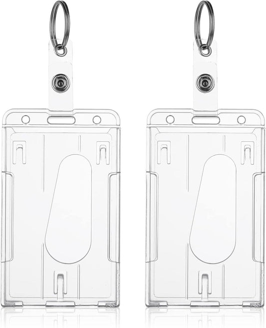 ID card holders with keychains - 2-pack - Durable ID card holders - Keychains - Transparent card protectors - V1188-MS101-00655-1