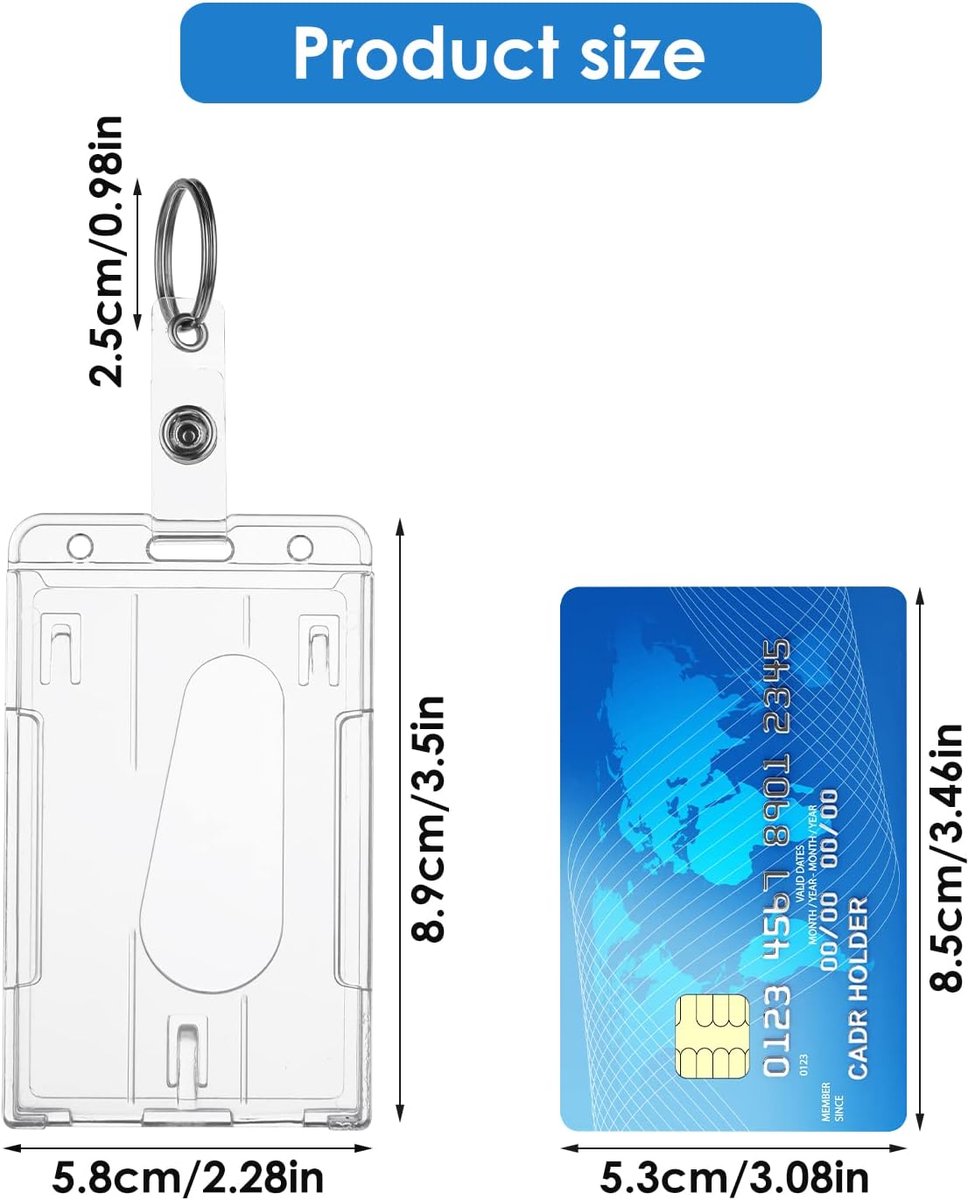 ID card holders with keychains - 2-pack - Durable ID card holders - Keychains - Transparent card protectors - V1188-MS101-00655-1