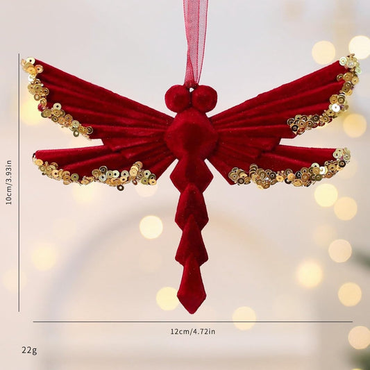 Velvet Christmas tree hangers - Christmas tree decorations - Festive hanging decorations with gold sequins - V1188-MS101-00656-1