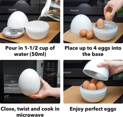 Egg cooker - Pressure cooker with 4 eggs for hard and medium-boiled eggs - Fast microwave egg cooker - V1188-MS101-00659-1