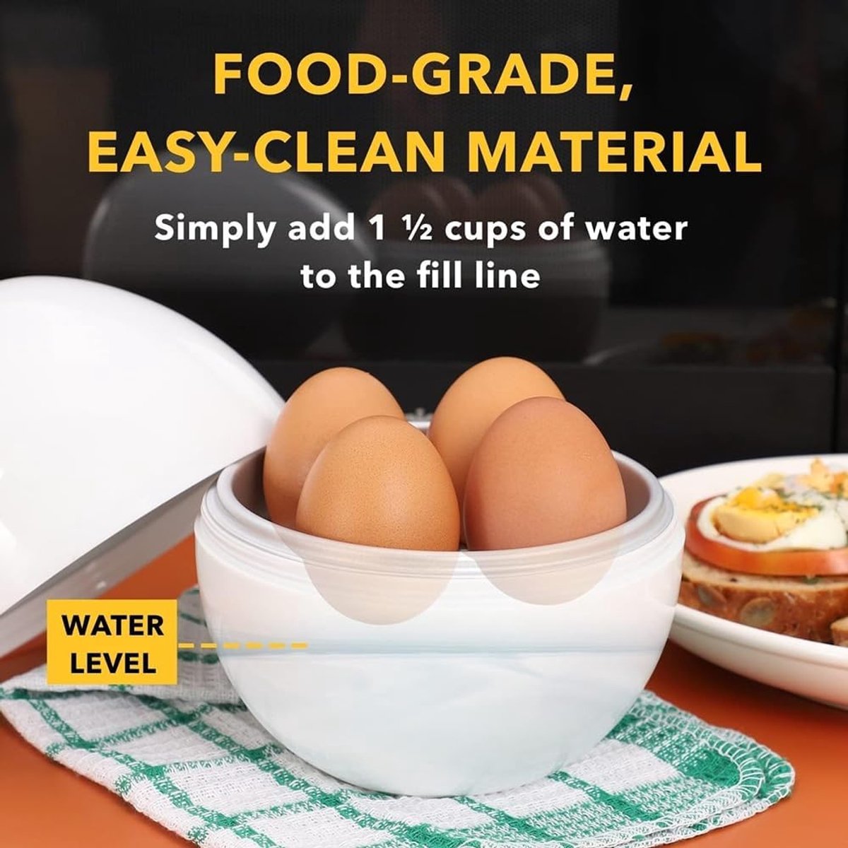 Egg cooker - Pressure cooker with 4 eggs for hard and medium-boiled eggs - Fast microwave egg cooker - V1188-MS101-00659-1