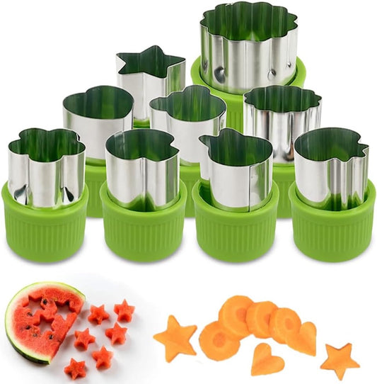 9-piece stamp set with fruit and vegetable cutter - Love heart, star, flower, and animal shapes - Creative V1188-MS101-00662-1
