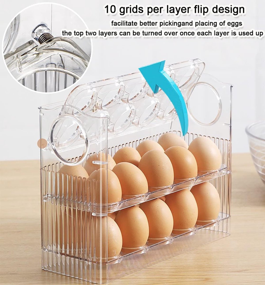 Egg carton - Suitable for 30 eggs - Egg storage box specifically for the refrigerator - Three-layer V1188-MS101-00667-1