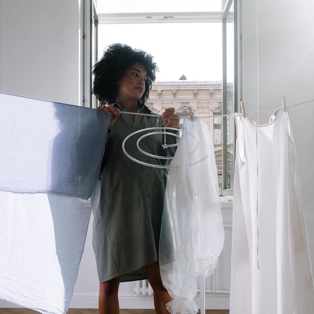 Spiral Drying Rack - 2-Piece Set - Windproof - For Bedding, Towels & Clothing - Rotatable & Space-Saving V1188-MS101-00671-1