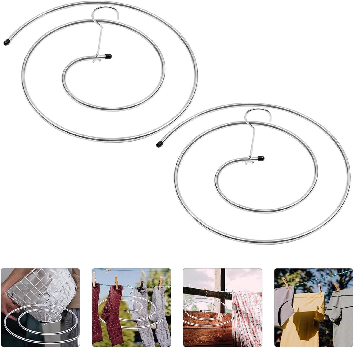 Spiral Drying Rack - 2-Piece Set - Windproof - For Bedding, Towels & Clothing - Rotatable & Space-Saving V1188-MS101-00671-1
