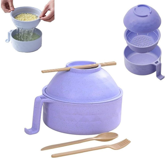 Microwave noodle bowl - 6-in-1 ramen cooker with lid, strainer, chopsticks - 33oz instant noodle soup bowl V1188-MS101-00672-1