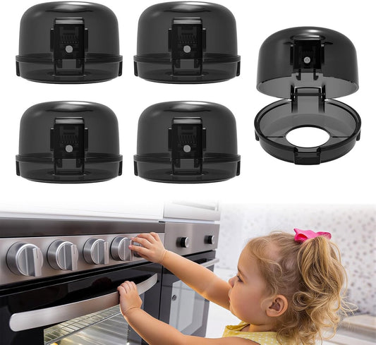 5 child-safe covers for stove knobs - heat-resistant and oil-resistant protectors - strong adhesive locks for V1188-MS101-00673-1