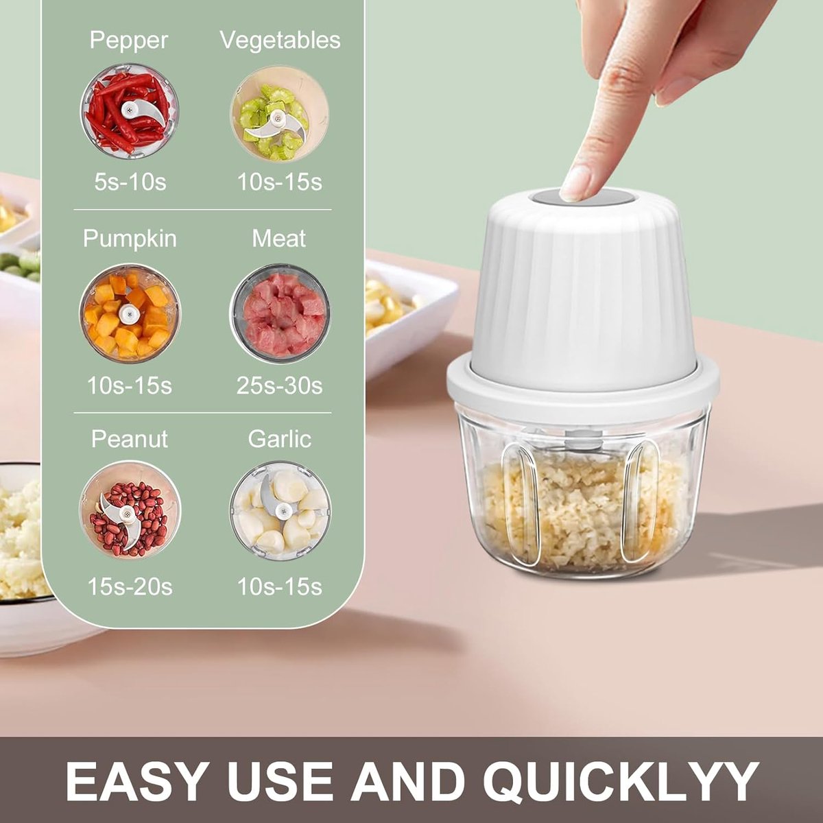Kitchen Mixer - 400ML Large Capacity - 6 Blades Chopper - USB Rechargeable - Kitchen Must-Have for Home Use V1188-MS101-00677-1
