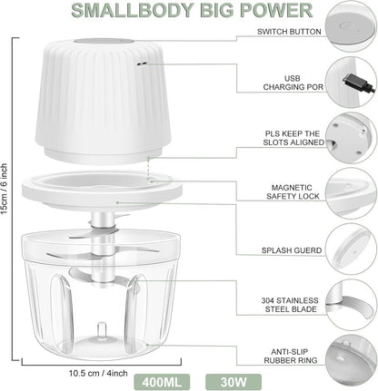 Kitchen Mixer - 400ML Large Capacity - 6 Blades Chopper - USB Rechargeable - Kitchen Must-Have for Home Use V1188-MS101-00677-1