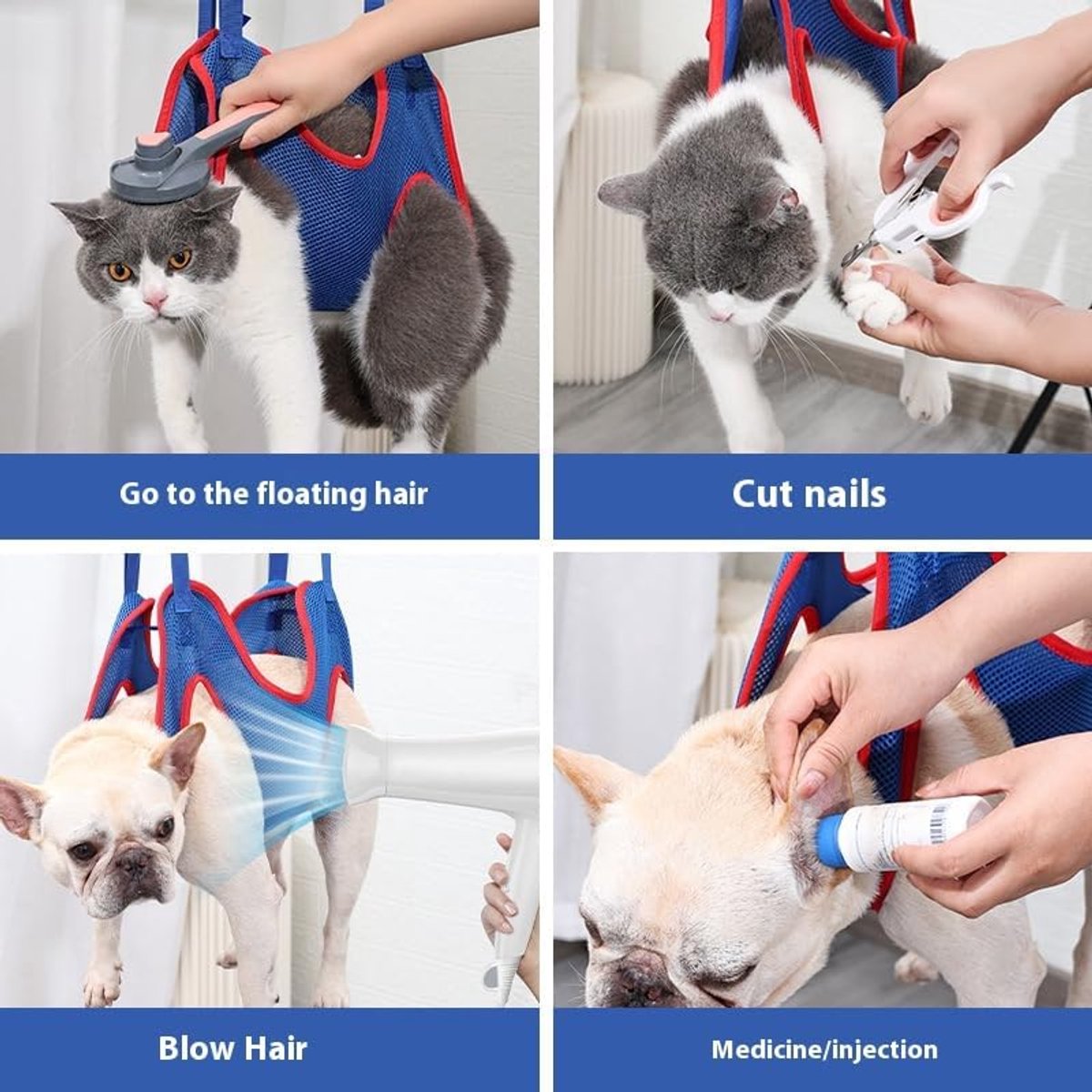 Blue Size S Pet Grooming Hammock for Trimming Cat and Dog Nails V1188-MS101-00681-1