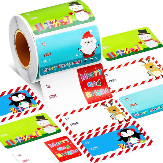 Christmas gift tags - 500 pieces self-adhesive Christmas gift tags - stickers for wrapping paper and holiday V1188-MS101-00682-1