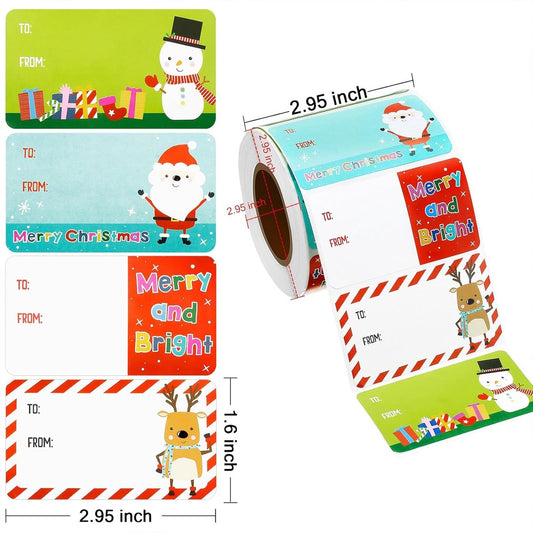 Christmas gift tags - 500 pieces self-adhesive Christmas gift tags - stickers for wrapping paper and holiday V1188-MS101-00682-1