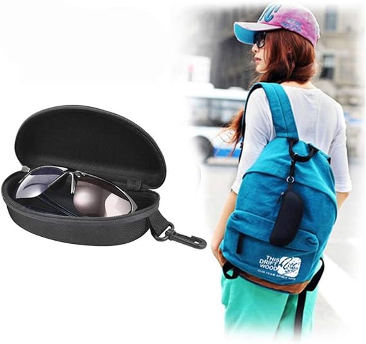 Portable Glasses Case Hard Case - Glasses Pouch - Waterproof Sunglasses Storage - Hard Box With Zipper and V1188-MS101-00692-1