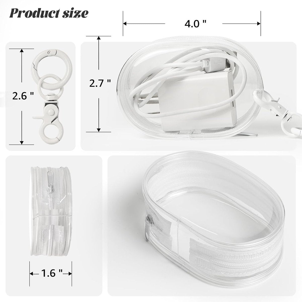 Cable organizer case - Waterproof, portable organizer - Mini transparent hard bag with zipper - Charging V1188-MS101-00699-1