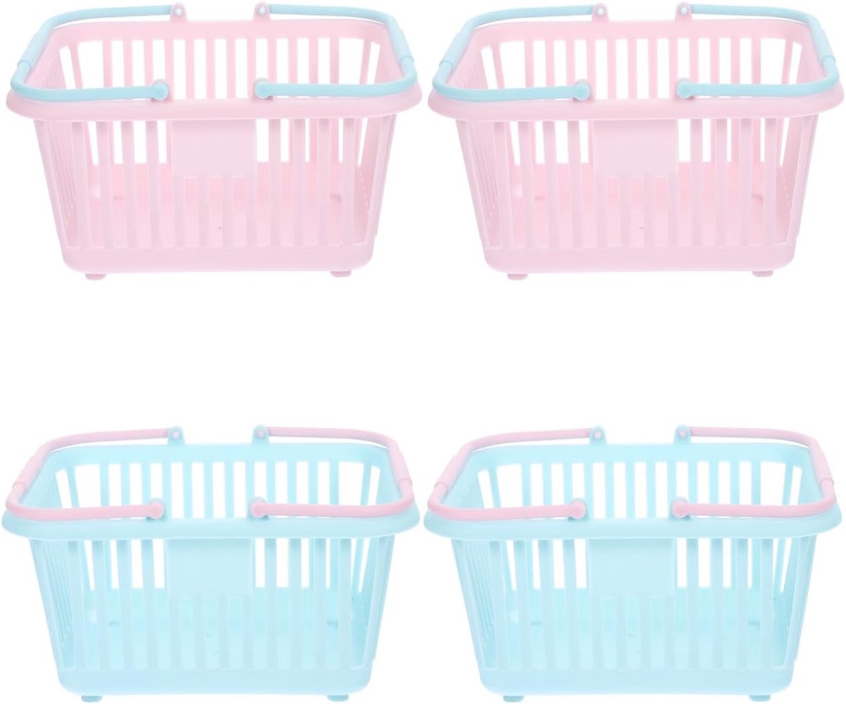 4 Pieces Mini Shopping Basket Toys - Plastic with Handle - For Children Pretend Play V1188-MS101-00705-1