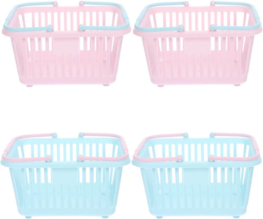 4 Pieces Mini Shopping Basket Toys - Plastic with Handle - For Children Pretend Play V1188-MS101-00705-1