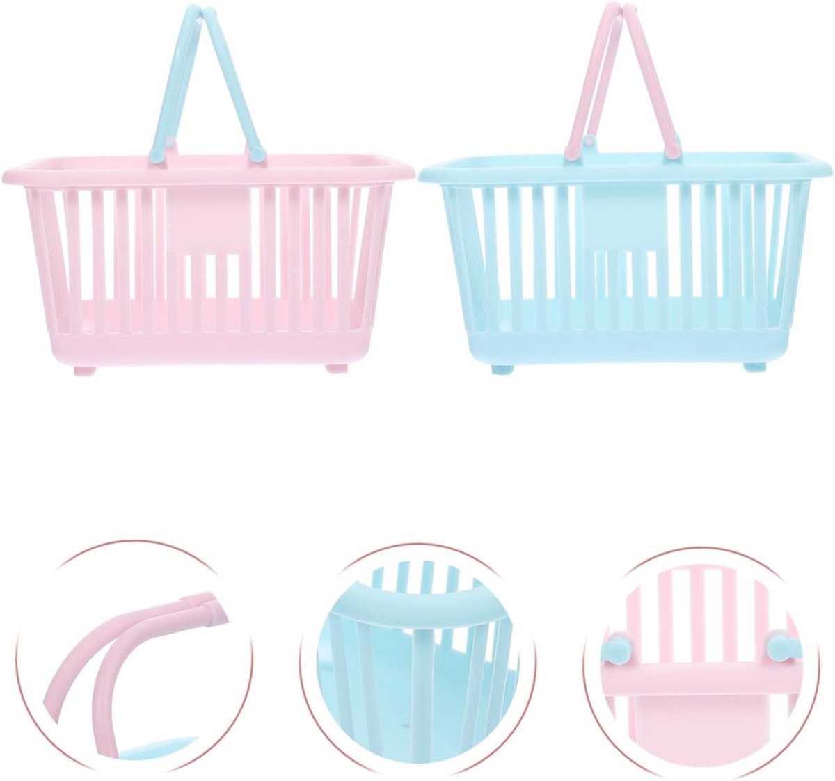 4 Pieces Mini Shopping Basket Toys - Plastic with Handle - For Children Pretend Play V1188-MS101-00705-1
