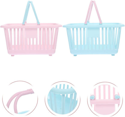 4 Pieces Mini Shopping Basket Toys - Plastic with Handle - For Children Pretend Play V1188-MS101-00705-1