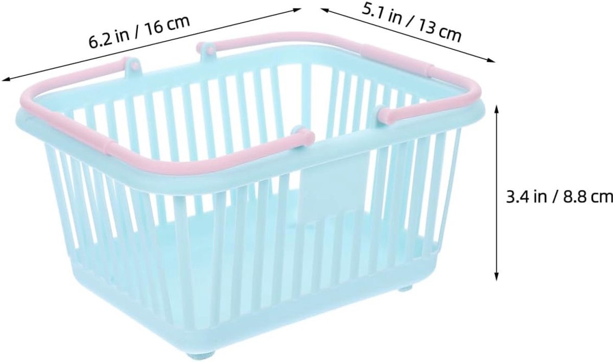 4 Pieces Mini Shopping Basket Toys - Plastic with Handle - For Children Pretend Play V1188-MS101-00705-1