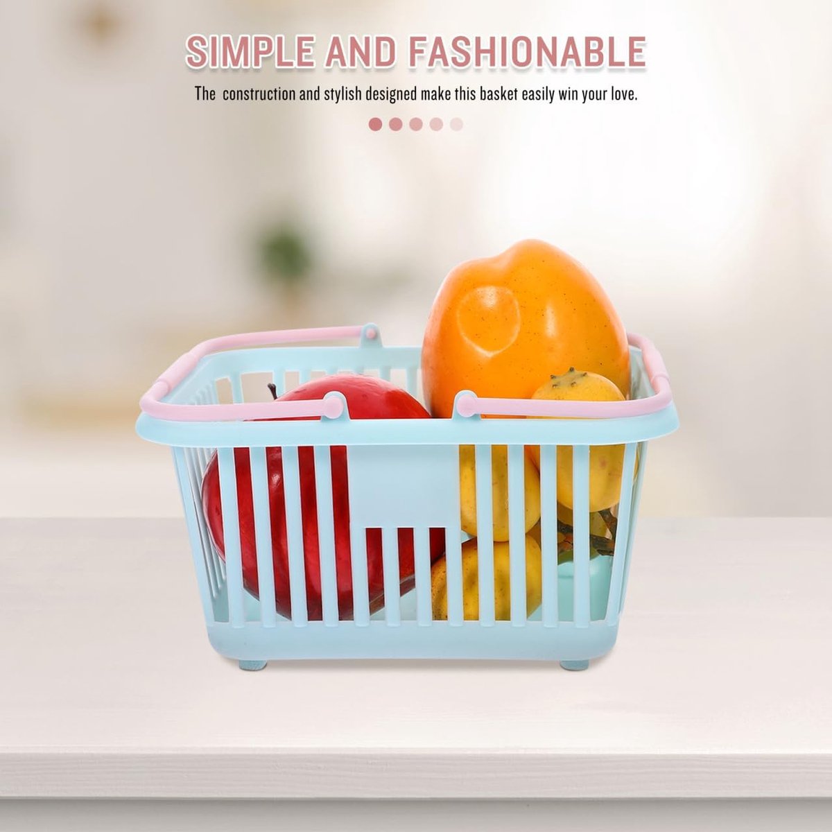 4 Pieces Mini Shopping Basket Toys - Plastic with Handle - For Children Pretend Play V1188-MS101-00705-1