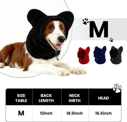 Dog emergency winter cone with ear protection, fleece neck warmer for dogs, (black, M) V1188-MS101-00706-1