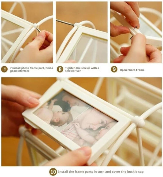 Rotating Photo Frame - 360 degrees Rotating Base - Vintage Embossed Design - Vintage Bronze - Displays 12 V1188-MS101-00707-1