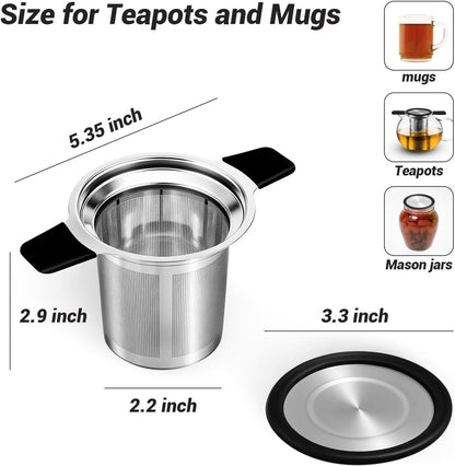 Stainless steel tea infuser - Fine strainer - Heat-resistant handle - For loose tea in teapots and mugs V1188-MS101-00713-1