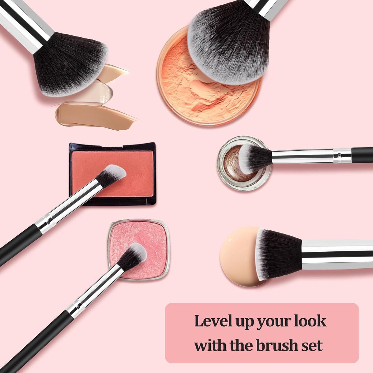 Make Up Brush Set - Brush Sets - Foundation Brush - Eyeshadow Brushes - Powder Brush - Makeup Brushes - V1188-MS101-00717-1