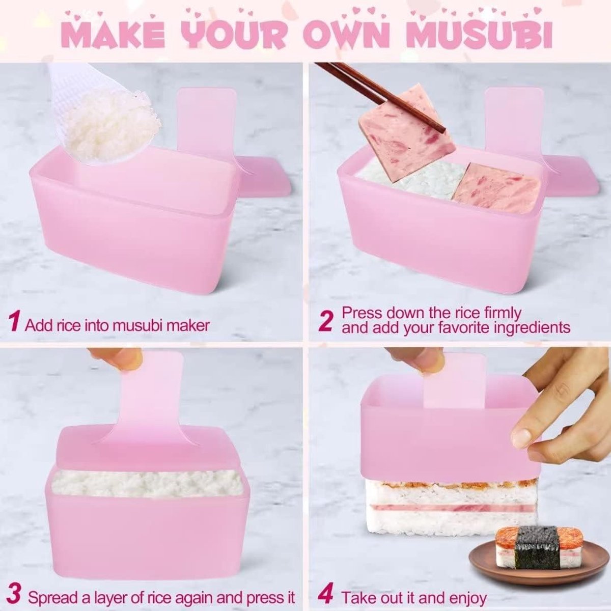 Onigiri mold - 3-pack Musubi press maker Triangular rice ball mold maker - Kids' lunch Bento and DIY at home V1188-MS101-00718-1