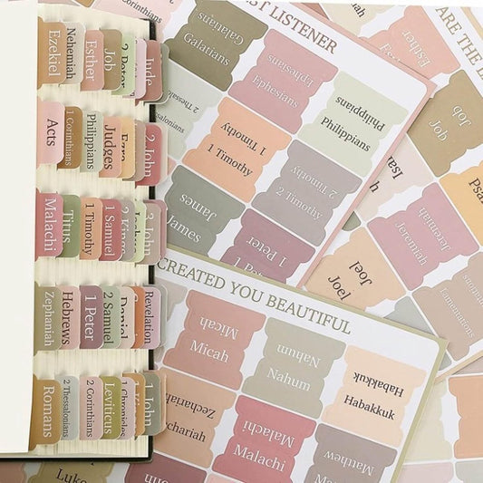 Bible Index Tab Set (5 pieces, 75 stickers) - Removable and replaceable laminated tabs for easy navigation - V1188-MS101-00720-1