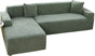 Waterproof sofa cover - Grass green jacquard leaf pattern - For 3-seater sofa (185-230 cm) V1188-MS101-00722-1