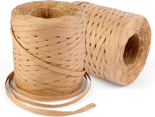 2 rolls of raffia ribbon - natural raffia paper twine - gift wrapping Christmas crafting DIY decoration - 1/4 V1188-MS101-00726-1