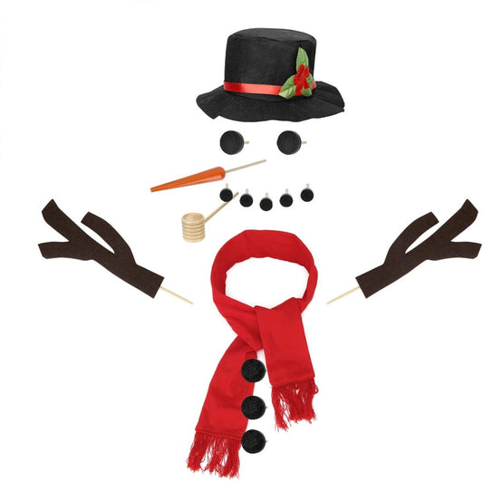 16-Piece Snowman Decoration Set - Christmas Winter Party - Reusable - Non-woven Velour V1188-MS101-00730-1