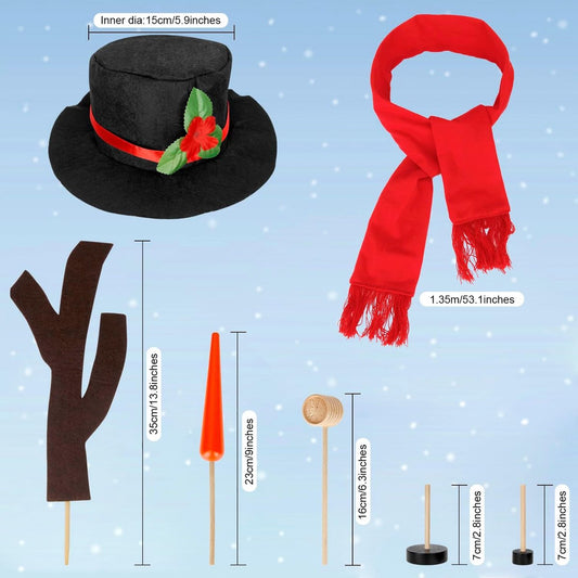 16-Piece Snowman Decoration Set - Christmas Winter Party - Reusable - Non-woven Velour V1188-MS101-00730-1