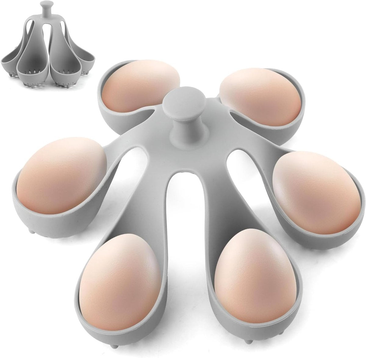 Egg Cooker - Holds 6 Eggs - Fast Cooking & Safe Handle - Fridge Storage Rack - For Family and Kitchen V1188-MS101-00731-1