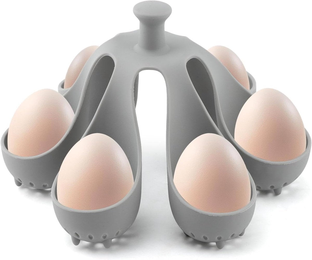 Egg Cooker - Holds 6 Eggs - Fast Cooking & Safe Handle - Fridge Storage Rack - For Family and Kitchen V1188-MS101-00731-1