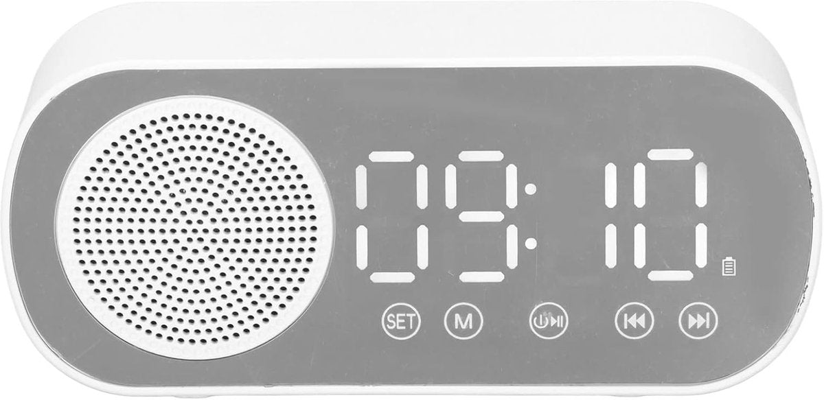 Bluetooth speaker alarm clock - with LED mirror display, radio, weather forecast - two high-volume alarms - V1188-MS101-00732-1