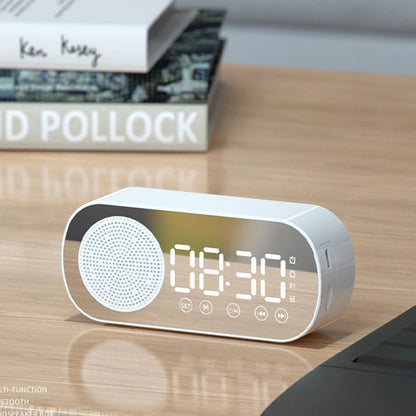 Bluetooth speaker alarm clock - with LED mirror display, radio, weather forecast - two high-volume alarms - V1188-MS101-00732-1