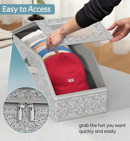 2-Pack Storage Boxes for Caps - Storage Solution for Up to 24 Baseball Caps - Stackable 2-in-1 Hat Box V1188-MS101-00735-1