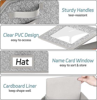 2-Pack Storage Boxes for Caps - Storage Solution for Up to 24 Baseball Caps - Stackable 2-in-1 Hat Box V1188-MS101-00735-1
