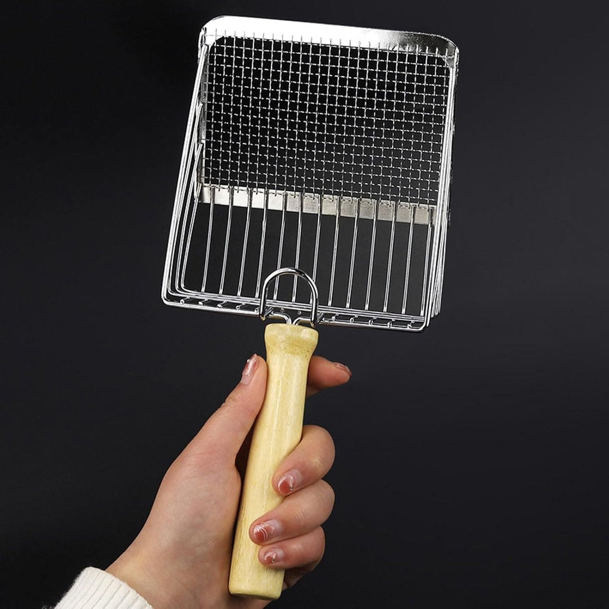 Stainless Steel Cat Litter Scoop with Wooden Handle - Two-in-One Function - Standard Included V1188-MS101-00736-1