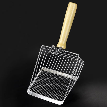 Stainless Steel Cat Litter Scoop with Wooden Handle - Two-in-One Function - Standard Included V1188-MS101-00736-1
