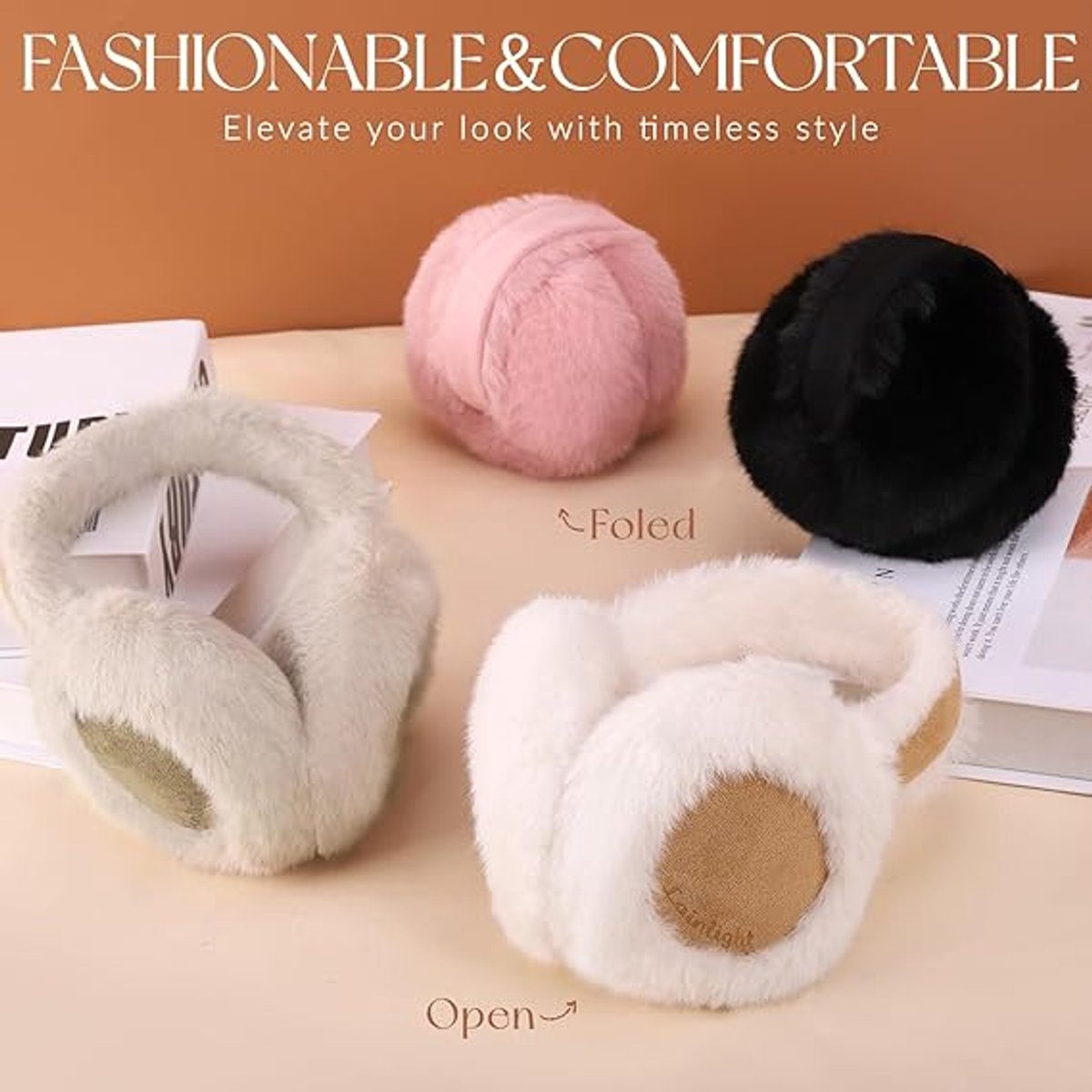 Warm earmuffs - Foldable, cute plush earmuffs - Soft and skin-friendly - Stylish and versatile - Protect your V1188-MS101-00738-1