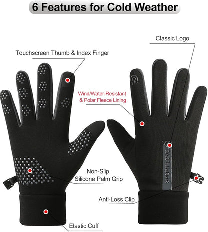 Warm winter gloves - Touchscreen operation - Warm fleece lining, Windproof - Suitable for cycling and V1188-MS101-00742-1