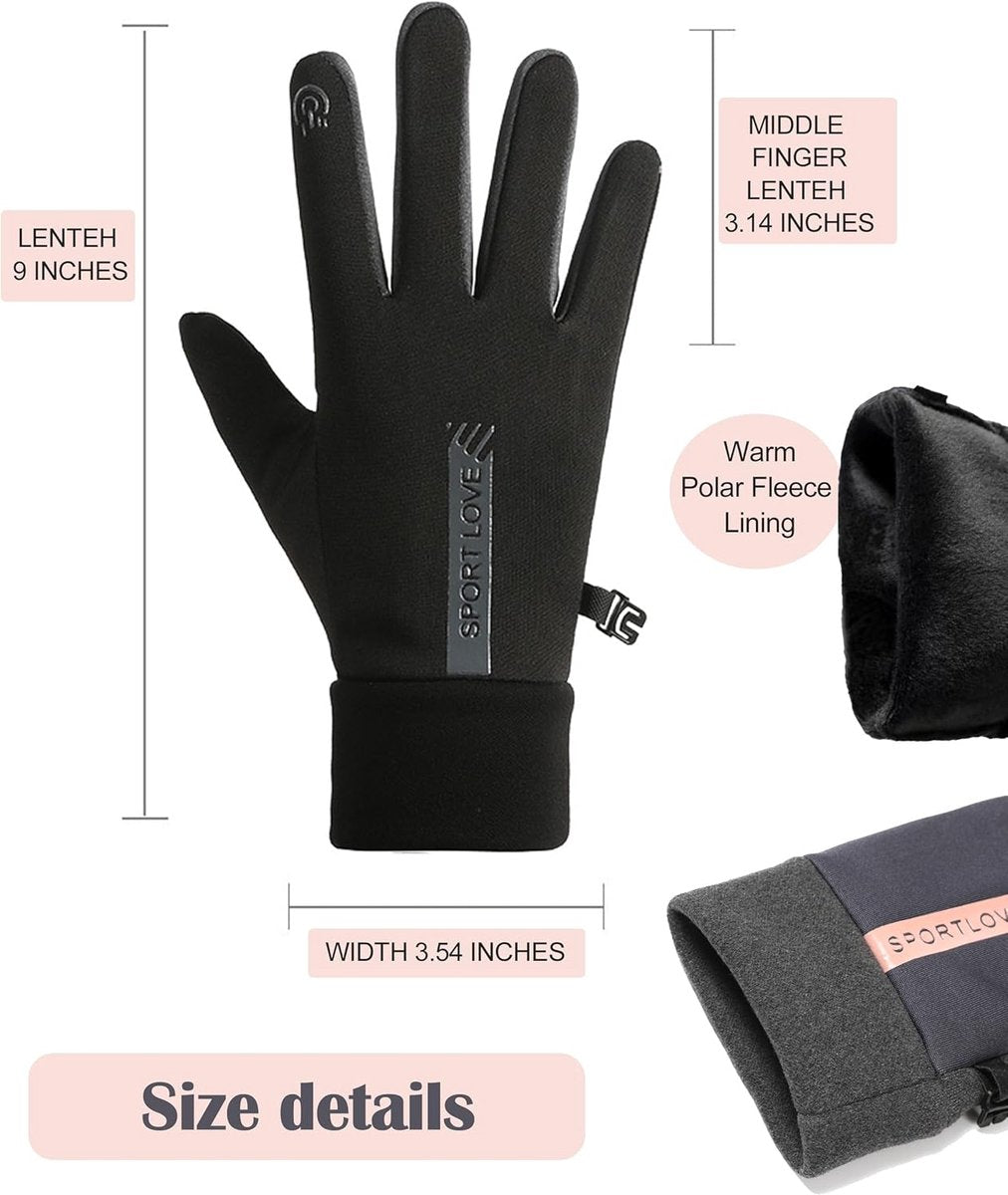 Warm winter gloves - Touchscreen operation - Warm fleece lining, Windproof - Suitable for cycling and V1188-MS101-00742-1