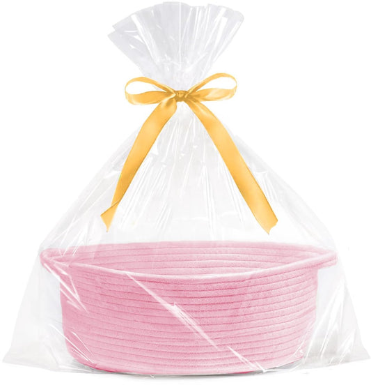 Gift basket with gift bag and ribbons - Small woven rope storage shelf - Empty gift baskets - Decorative V1188-MS101-00744-1