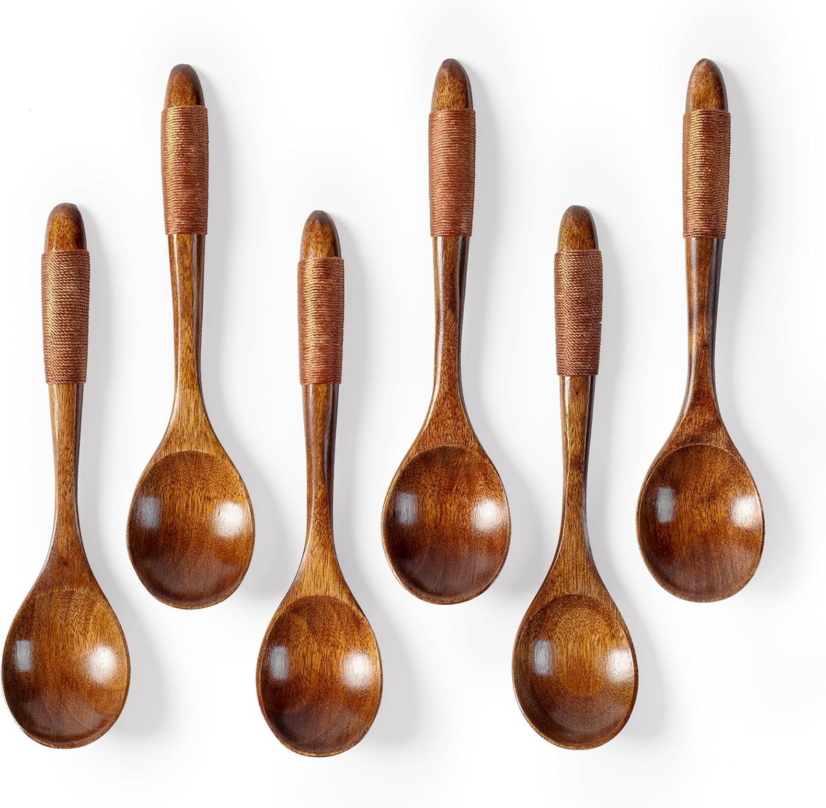 Wooden Spoons - 17cm Bamboo Spoons - Eco-friendly - Versatile Use - Perfect for Honey Jars & Jams (6-piece) V1188-MS101-00745-1