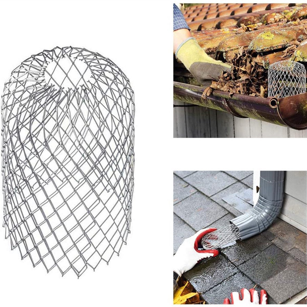 Gutter Leaf Filter 4-piece - Wire Mesh Guard, 10x17cm, gutter protector V1188-MS101-00753-1