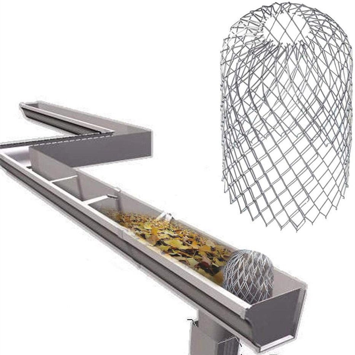 Gutter Leaf Filter 4-piece - Wire Mesh Guard, 10x17cm, gutter protector V1188-MS101-00753-1